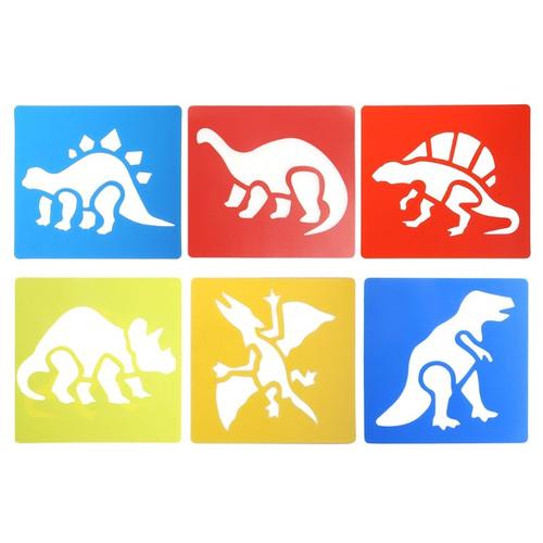 Modèle De Dessin De Dinosaure En Plastique, 6 Pièces, Pochoirs, Règles De Peinture Pour Enfants, Bricolage, D5qa