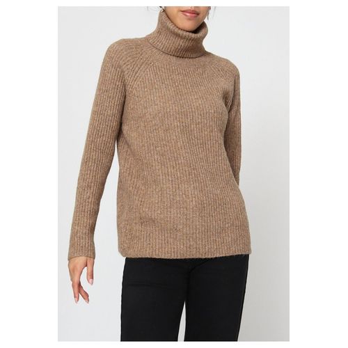 Pull Col Roulé Marron Femme