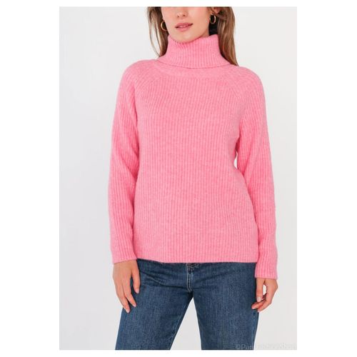 Pull Col Roulé Rose Femme