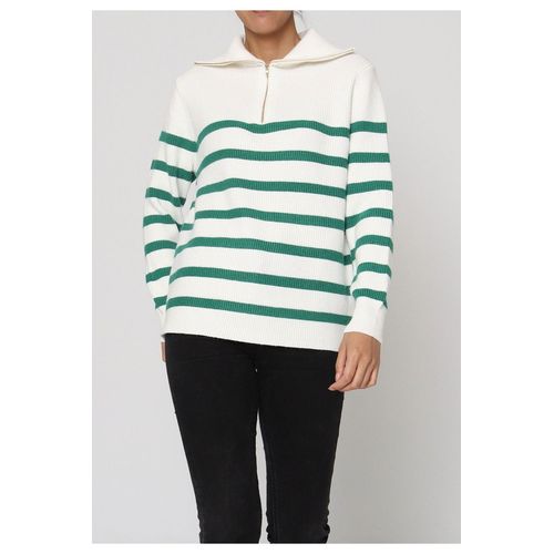 Pull Col Zippé Blanc Femme