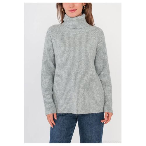 Pull Col Roulé Gris Femme