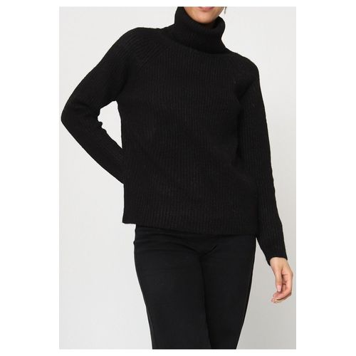 Pull Col Roulé Noir Femme