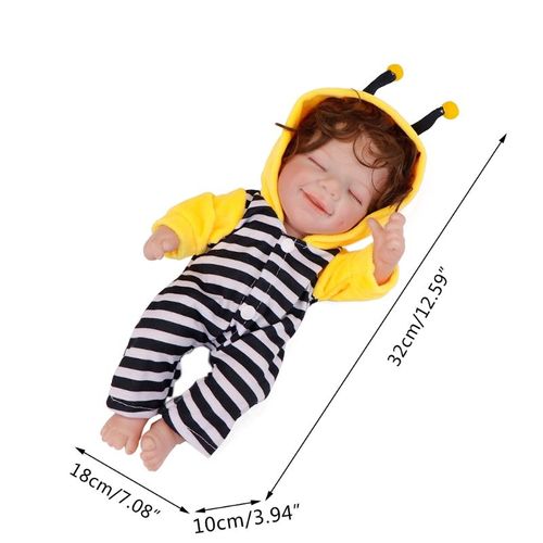 Poupée Miniature Pour Filles Et Garçons, 32cm/12 Pouces, Avec Cheveux Bouclés Lavables, Yeux Fermés, Renaissance Vives, Pour Nourrissons, Filles Et Garçons, D5qa