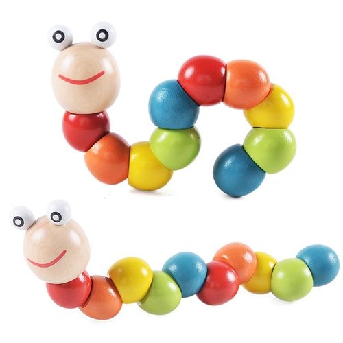Jouet D'Insecte De Dessin Animé En Bois Torsadé Coloré Pour Bébé, Cadeau D'Éducation Précoce Pour Enfants, Poupées Chenille D5qa