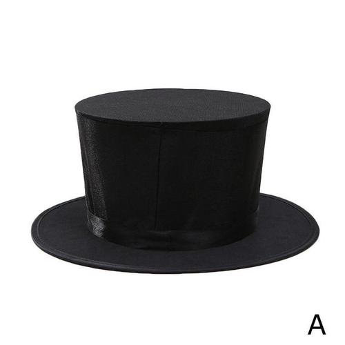 Chapeau Pliant Pour Tours De Magie De Printemps, Noir Et Chapeau De Jeu, Accessoires De Scène, Objets De Carte, Apparence/Disparition, Motif De Gimmick S9c3