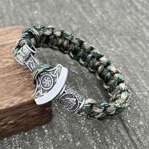 Couleur 2 Valknut - 21cm - Bracelet En Paracorde Tressé À La Main, Breloque De Colovrat Nordique, Axe Esclave, Accessoires Viking, Perles Runiques À Faire Soi Même