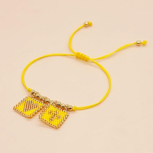 Mi-B220488c - Bracelet En Plastique Pour Filles, Style Boho Simple, Croix, C¿Ur, Perles, Fait À La Main, Corde Élastique, Breloque, Cadeau Délicat