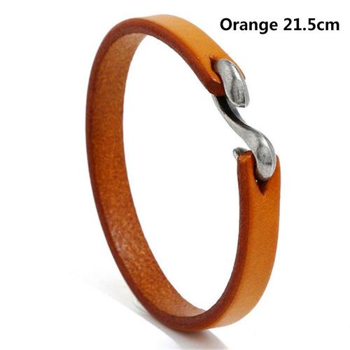 Orange - Bracelet Punk Vintage En Cuir Véritable Pour Hommes, Fait À La Main, Bijoux De Moto Steampunk