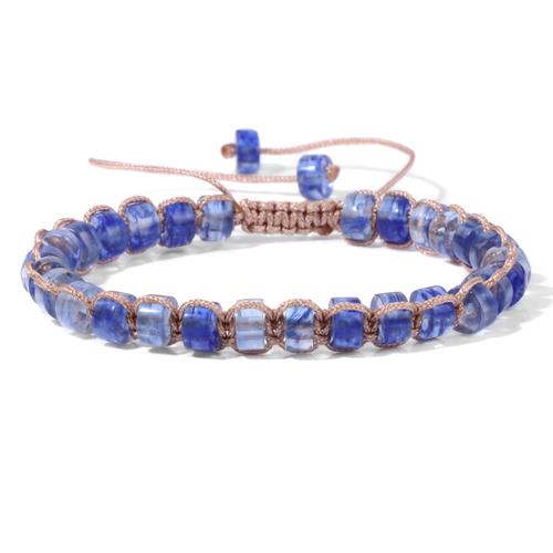 Pastèque Bleue - Ajustable - Bracelet Tressé À La Main Pour Femmes Et Hommes, Bijou En Quartz Coloré, Ajustable