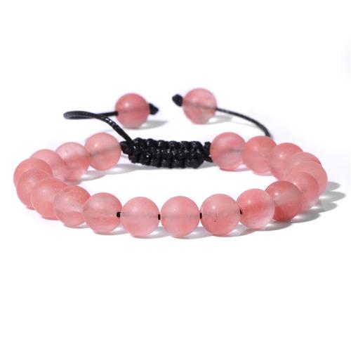 Pastèque Mat - Ajustable - Bracelet Tressé En Cristal Chakra Pour Hommes Et Femmes, Bijou De Méditation Réglable, 8mm