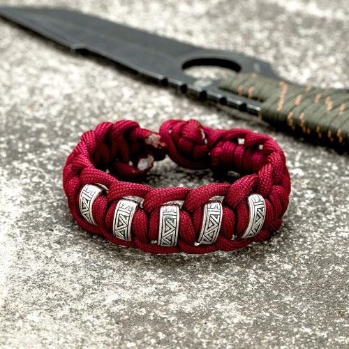 Rouge - 19cm - Bracelets De Survie Vintage Viking Runes Pour Hommes Couture Couleur Bracelet Tressé Paracorde Corde Femmes Amoureux Nordique Bijoux