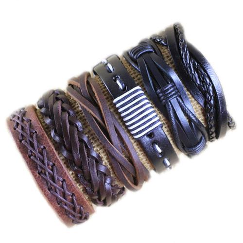 Tm101 - Bracelets En Cuir Multicolore Pour Hommes Et Femmes, Ensemble De 6 Pièces, Fait À La Main, Pour Surfeur, Manchette, Bijoux, Cadeau De Fête, Mx14