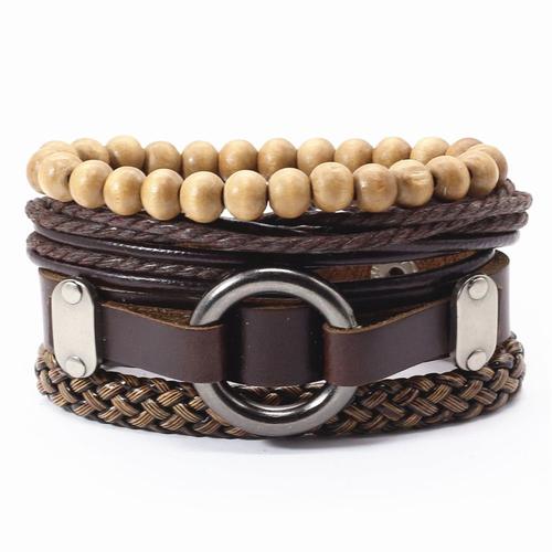 Style 9 - Bracelets En Cuir Pour Hommes Et Femmes, Ensemble De 3-4 Pièces, Vintage, Plume En Bronze, Mots De Croyance, Breloque, Bijoux