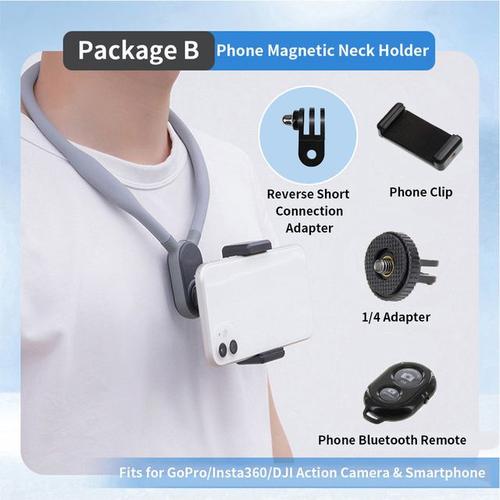 Support de cou et de poitrine pour smartphone Insta360 Bery silicone souple  magnétique dégagement rapide accessoires pour appareils photo GoPro Fore11  DJI