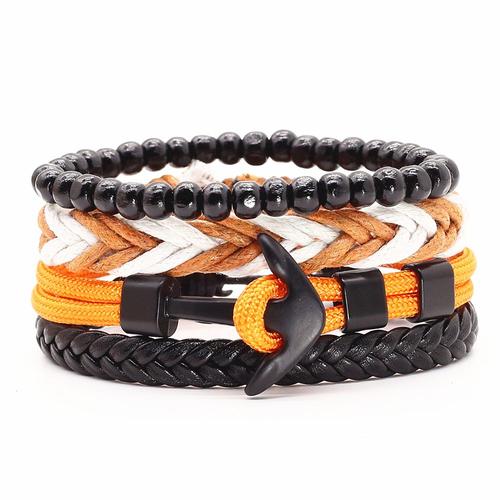 Style 7 - Lot De 4 Bracelets En Cuir Pour Hommes Et Femmes, Breloque En Bronze Vintage, Motif Lézard Et Scorpion, Perles En Bois