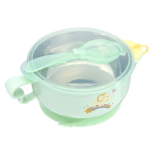 Vert - Assiette Chauffante À Injection D'eau Chaude, Tasse Isolante Pour Enfants, Vaisselle En Acier Inoxydable, Bol D'alimentation Pour Bébé + Cuillère