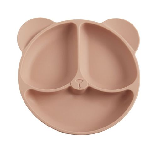 Ours Orange - Assiette En Silicone Avec Ventouse Pour Bébé, Vaisselle Pour Enfant, Visage En Polaire, Style Rétro, Sans Bpa