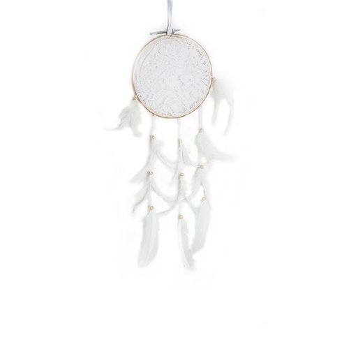 Attrape-Rêve Dentelle Plumes Perles Capteur Reve Dream Catcher