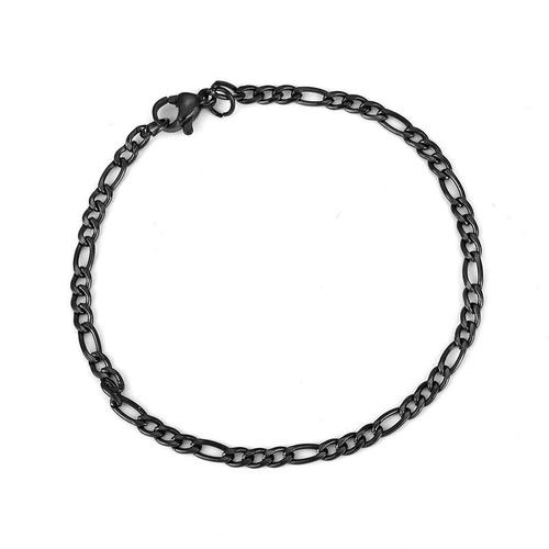 Noir 3mm - 21cm - 3 11mm Bracelet À Chaîne En Acier Inoxydable Figaro Nk Bracelet À Maillons Pour Hommes Femmes Poignet Tendance Sur La Main Bijoux Cadeaux