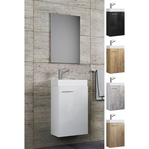 Vcm 3-Pièces Ensemble De Meubles De Salle De Bain Wc Invités Salle De Bains Lavabo Petit Étroit Slito Sp