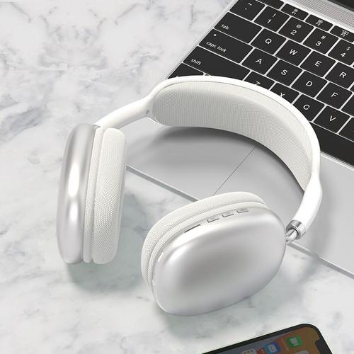 Casque Bluetooth sans fil P9 avec micro Casques antibruit Écouteurs de son stéréo Casque de jeu de sport Prend en charge le TF-2 argent