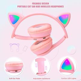 Bluetooth LED Mignon Oreilles De Chat Casque Sans Fil Avec Micro Peut  Contrôler Enfant Garçon Fille Stéréo Musique Casque Téléphone Casque  Cadeau-Rose