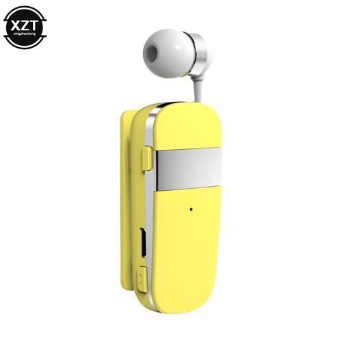 NOUVEAUTÉ K53 Mini Oreillette Bluetooth Sans Fil Appel Rappeler Vibration Sport Clip Pilote Auriculares PK F910 Écouteur Mains Libres Oreillette-Jaune