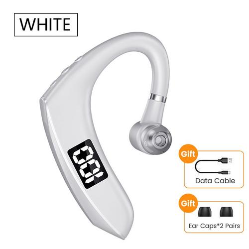 OLAF Business Casque sans fil V5.2 Écouteurs avec affichage de puissance Écouteurs Bluetooth Simple dans l'oreille Crochet Casque Gamer Écouteur-Blanc-G8 avec LED