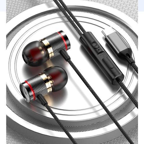 OLAF Digital Decoding Wired Headphones Type-C / 3.5mm Headset 9D Bass Stereo Earbuds In-Ear Earphone for Samsung S20 Xiaomi Huawei-Black-Type C