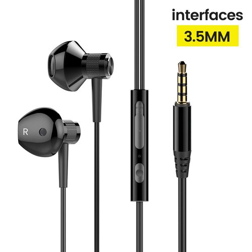 OLAF Type-C 3.5mm HD Stéréo Casque Filaire Écouteurs Décodage Numérique Écouteurs Dans L'oreille Sport Écouteurs Pour Xiaomi Samsung Huawei-Noir-3.5mm