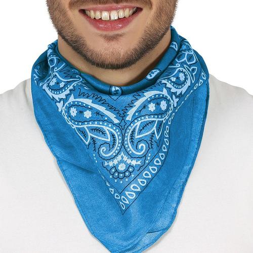 Bandana Motifs Paisley Polyester Bleu Ciel Adulte