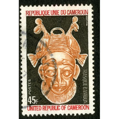 Timbre Oblitéré République Unie Du Cameroun, Masque Bamoun, Postes, 45 F