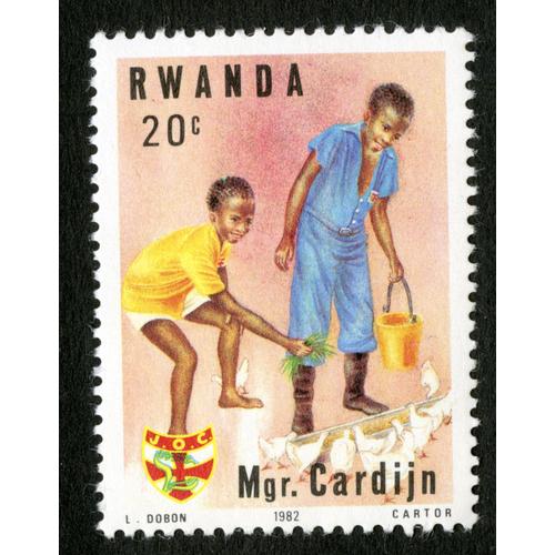 Timbre Non Oblitéré Rwanda, 20 C, Mgr.Cardijn, 1982,