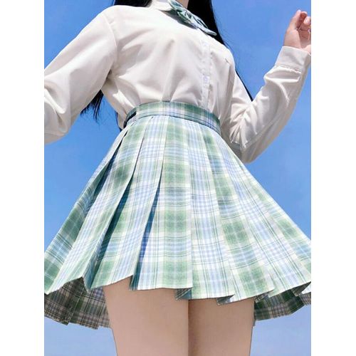 Zopastel-Mini Jupe Plissée À Carreaux Avec N?ud Papillon Pour Femme,Taille Haute,Preppy,Filles,Danse,Mignon,Ligne A,Harajuku,Sexy,Japon,Été