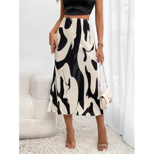 Jupes Longues Plissées À Imprimé Graphique Pour Femmes,Jupe Midi Géométrique,Taille Haute Élastique,Streetwear Habillé,Mode Décontractée,Automne,2023
