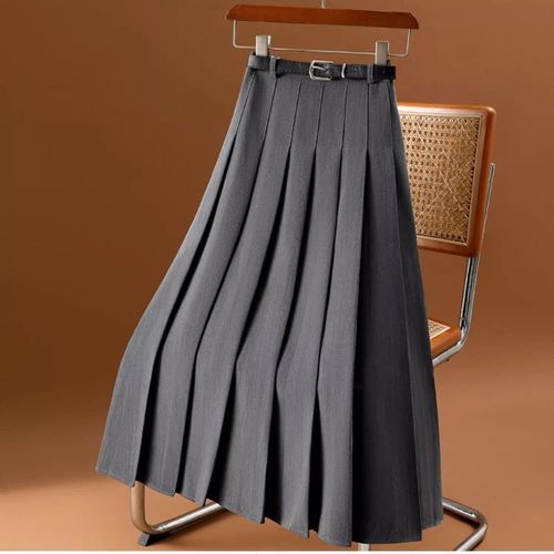 Jupe Plissée Vintage Taille Haute Pour Femme,Jupes Assorties,Document Solide,Mode Élégante,Vêtements Pour Femmes,Automne,Hiver
