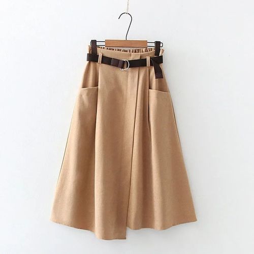 Jupes Mi-Longues Taille Haute Pour Femmes Avec Poches Irrégulières,Jupes Décontractées Monochromes,Mode Simple Et Élégante,Printemps Et Automne
