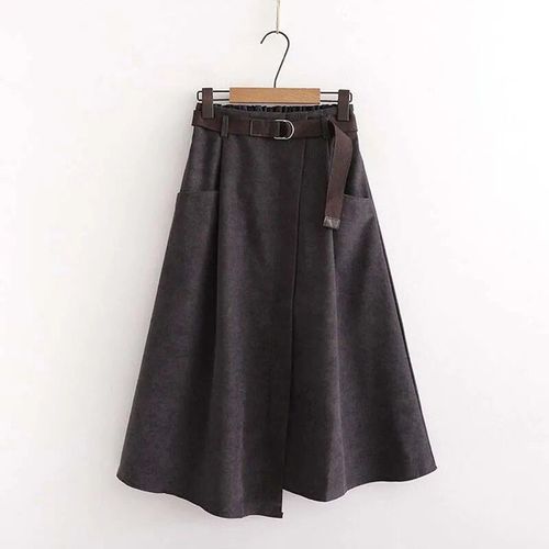 Jupes Mi-Longues Taille Haute Pour Femmes Avec Poches Irrégulières,Jupes Décontractées Monochromes,Mode Simple Et Élégante,Printemps Et Automne