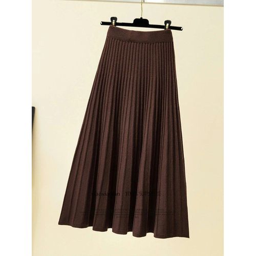 Espèrement Jupes Plissées Optiques Pour Femmes,Jupe Longue Vintage,Taille Haute,Lit Deau,Jupes Monochromes Pour Femmes,Streetwear Décontracté,Automne,2024