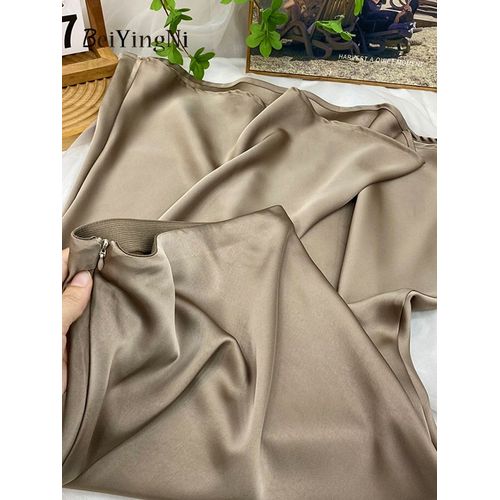 Beiyingni-Longue Jupe Sirène En Satin Taille Haute Pour Femme,Jupe Trapèze Décontractée,Élégante,Luxe,Coréenne,Bureau,Dames