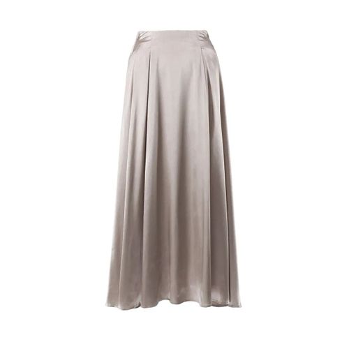 Jupe Longue Élégante En Satin Pour Femme,Couleur Unie,Taille Haute,Collection Automne 2024