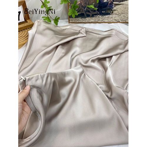 Beiyingni-Longue Jupe Sirène En Satin Taille Haute Pour Femme,Jupe Trapèze Décontractée,Élégante,Luxe,Coréenne,Bureau,Dames