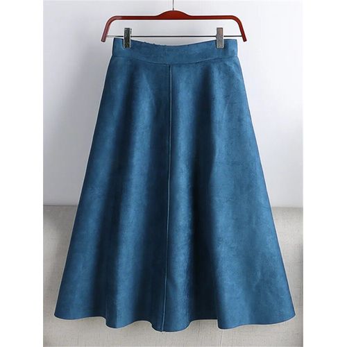 Seoulish-Jupes Mi-Longues En Daim Pour Femmes,Taille Haute,Solide,Élégante,Coupe Trapèze,Parapluie,Automne,Hiver,2023