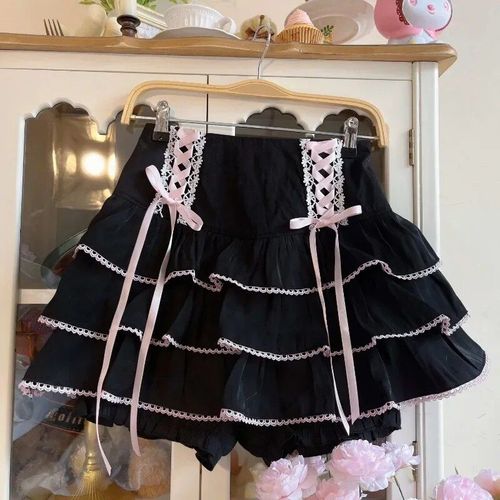 Jupes Plissées De Style Lolita Kawaii Japonais Pour Femmes,Taille Haute,Bandage Rose,Nickel É,Esthétique Y2k,Mignon,2024