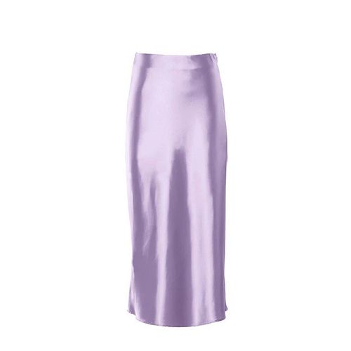 Jupe Longue En Satin Violet Uni Pour Femme,Taille Haute,Élégante,Pour Bureau,Midi,Printemps Été 2023