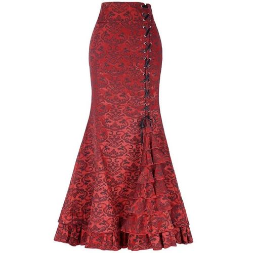 Jupe Mi-Longue Victorienne Taille Haute Pour Femme,Jupe De Tempérament Élégante,Style Gothique Steampunk,Jupe En Queue De Poisson,Vêtements De Fête Rétro,Y2k