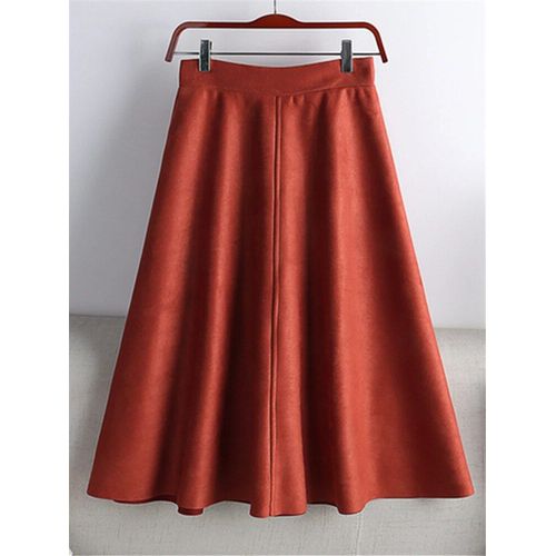 Seoulish-Jupes Mi-Longues En Daim Pour Femmes,Taille Haute,Solide,Élégante,Coupe Trapèze,Parapluie,Automne,Hiver,2023
