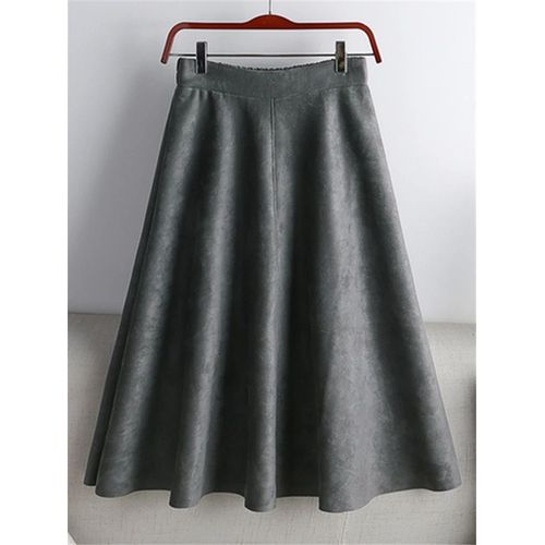 Seoulish-Jupes Mi-Longues En Daim Pour Femmes,Taille Haute,Solide,Élégante,Coupe Trapèze,Parapluie,Automne,Hiver,2023