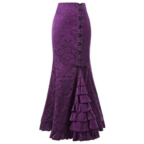 Jupe Mi-Longue Victorienne Taille Haute Pour Femme,Jupe De Tempérament Élégante,Style Gothique Steampunk,Jupe En Queue De Poisson,Vêtements De Fête Rétro,Y2k