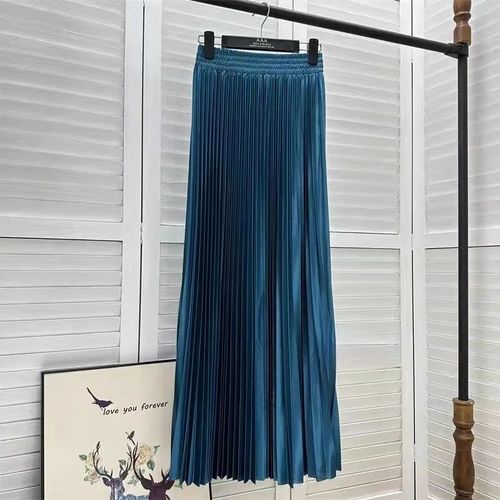 Tisena-Jupe Maxi Plissée Pour Femme,Basique,Décontracté,Coréen,All-Match,Solide,Ligne A,Taille Haute,Longue,Maxi,Femme,97cm